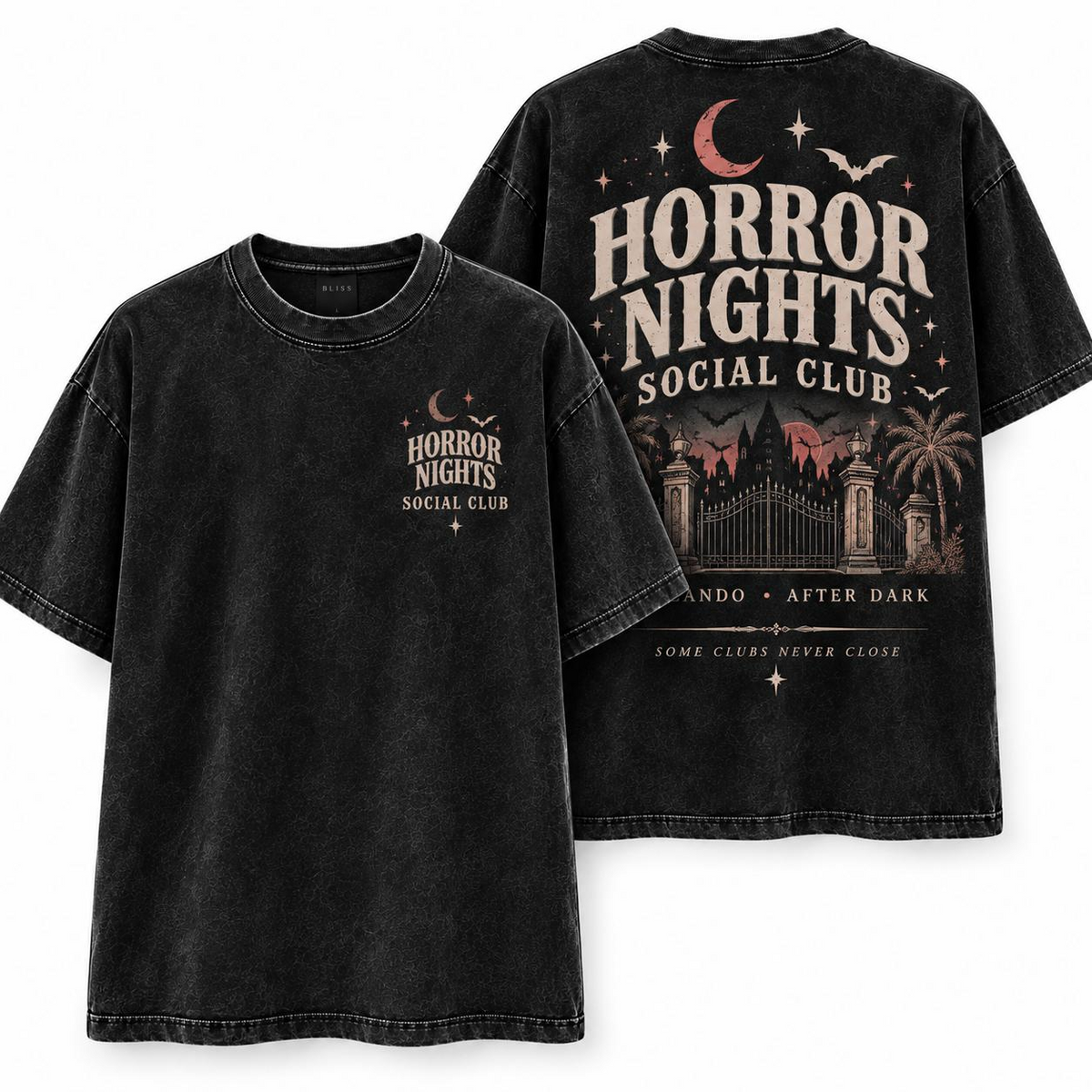 Horror Nights Social Club Acid Wash Tee