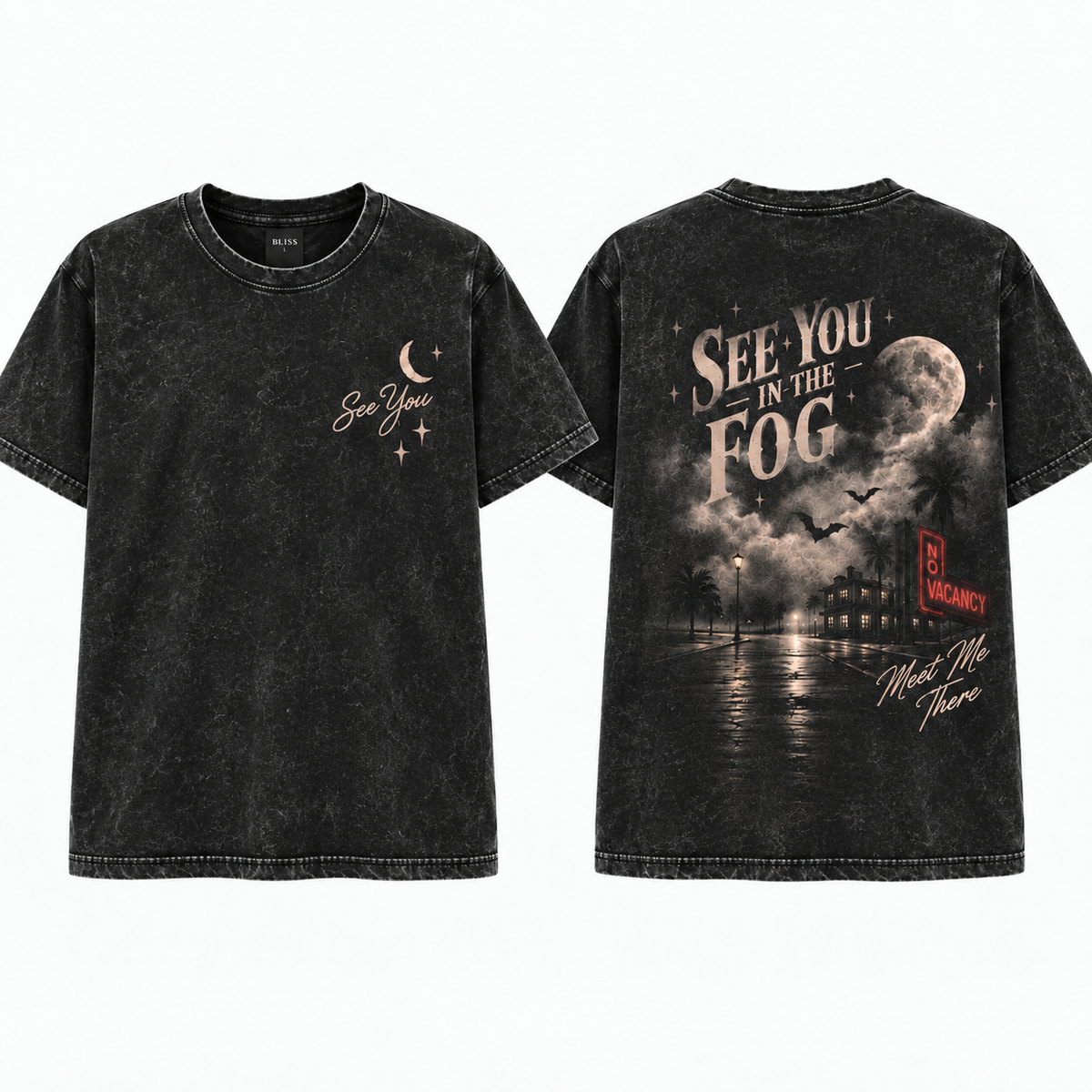 See You In The Fog Acid Wash Tee