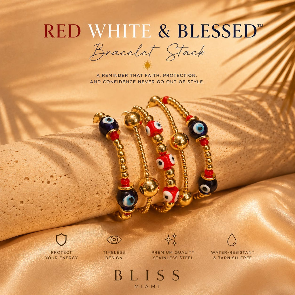 RED WHITE & BLESSED Bracelet Stack