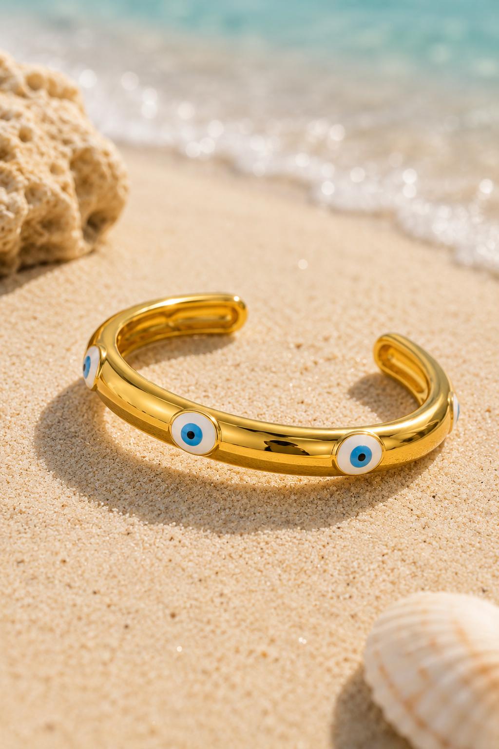 Gold Evil Eye Cuff Bracelet
