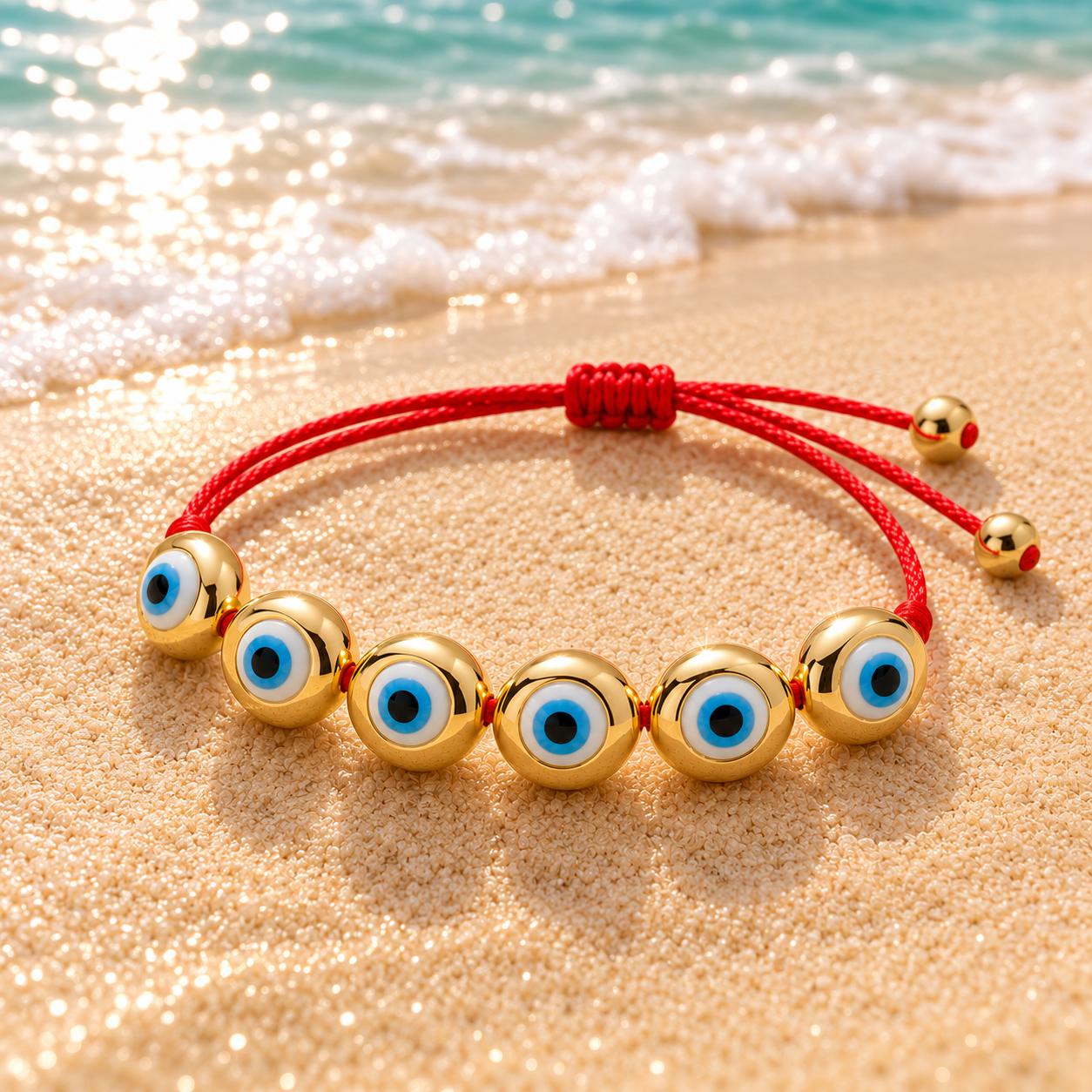 Evil Eye String Bracelet – Adjustable Red Cord Protection Bracelet