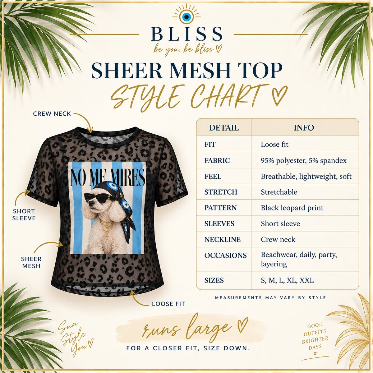 NO ME MIRES Sheer Leopard Mesh Tee