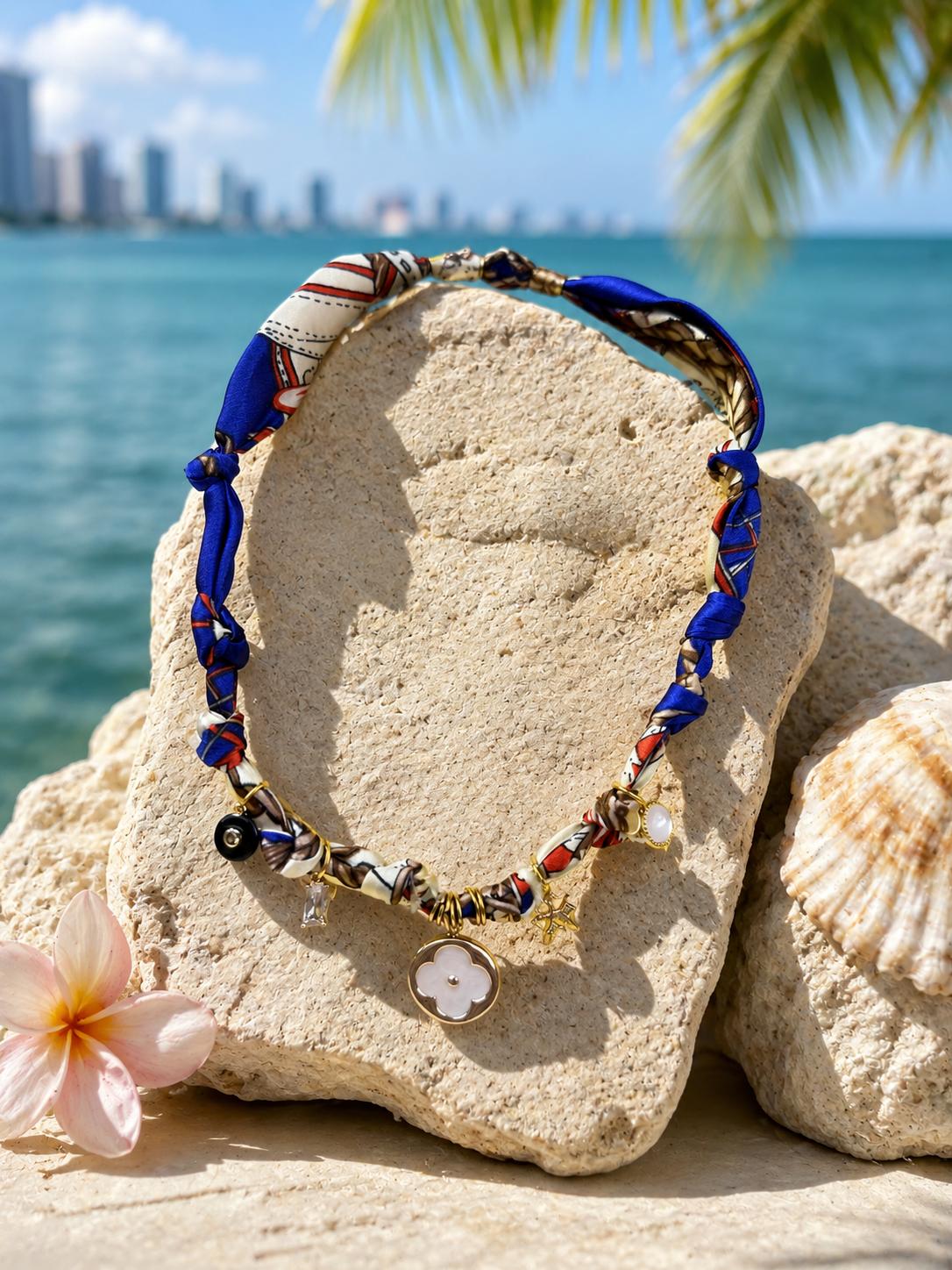 Coastal Collection Scarf Necklace - Evil Eye