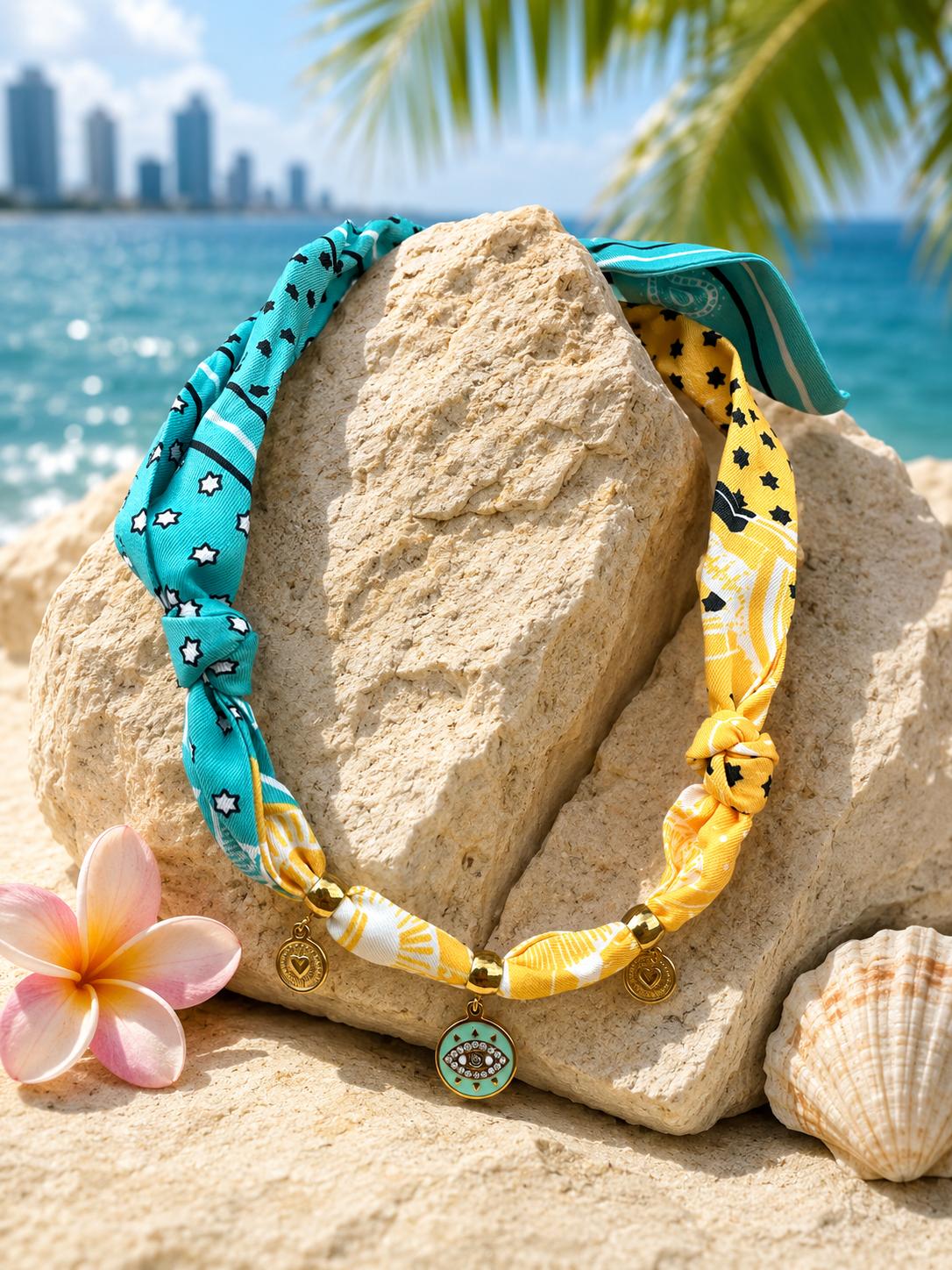 Coastal Collection Scarf Necklace - Evil Eye