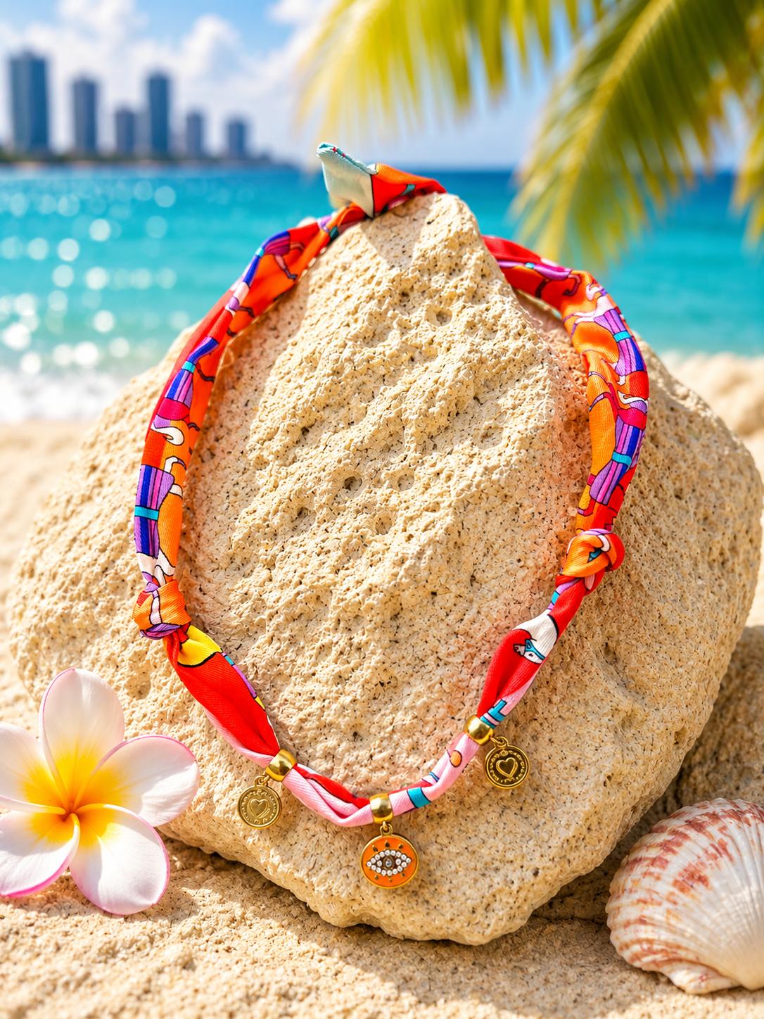 Coastal Collection Scarf Necklace - Evil Eye