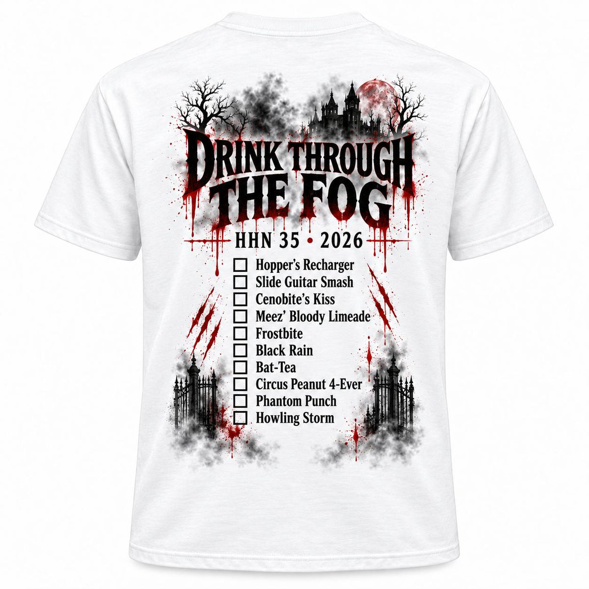 Halloween Horror Nights 2026 Drink Through the Fog Tee